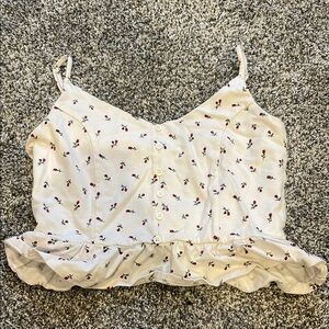 Forever 21 Cream Ruffled Crop Camisole